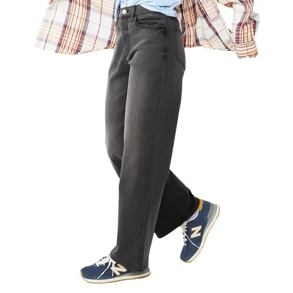 SO Dark Grey Flare Wide Leg Jeans High-Rise Size 13/31W - Picture 3 of 6